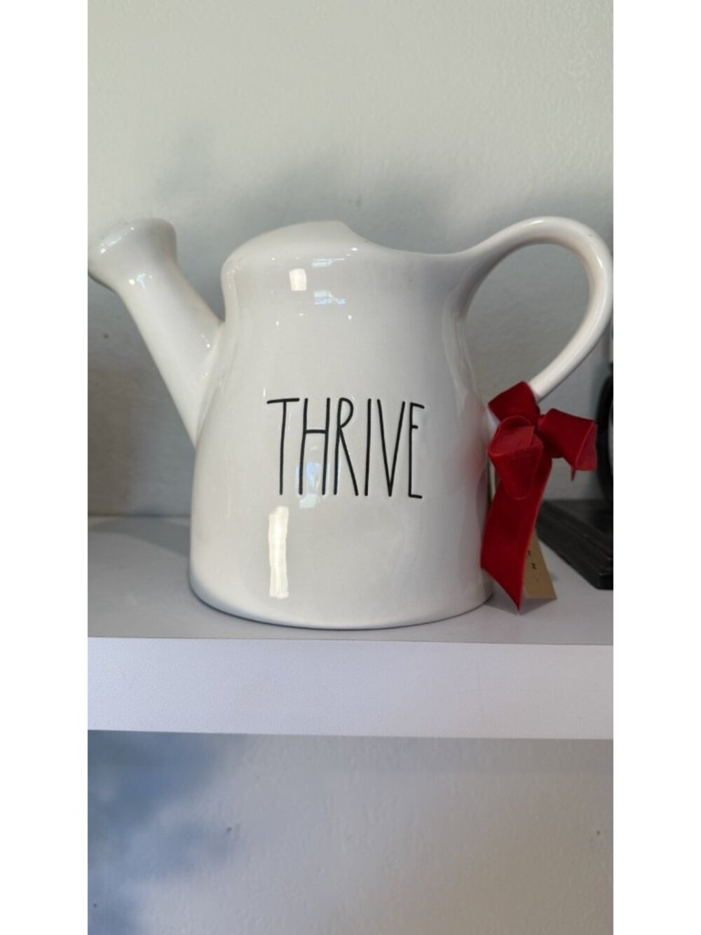 RAE DUNN "THRIVE" Watering Can/Pitcher/Vase White Magenta Modern Farmhouse